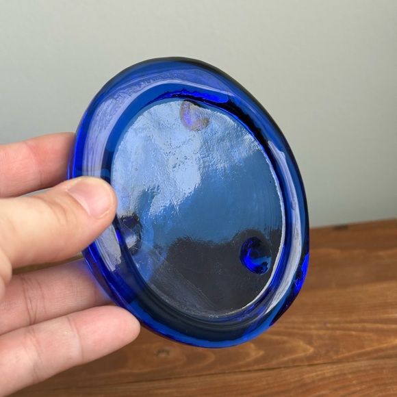 Other - Vintage Cobalt Blue Glass Small Trinket Dish Tray Tealight Candle Holder